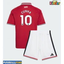 Manchester United Matheus Cunha #10 Heimtrikotsatz Kinder 2026-27 Kurzarm (+ Kurze Hosen)